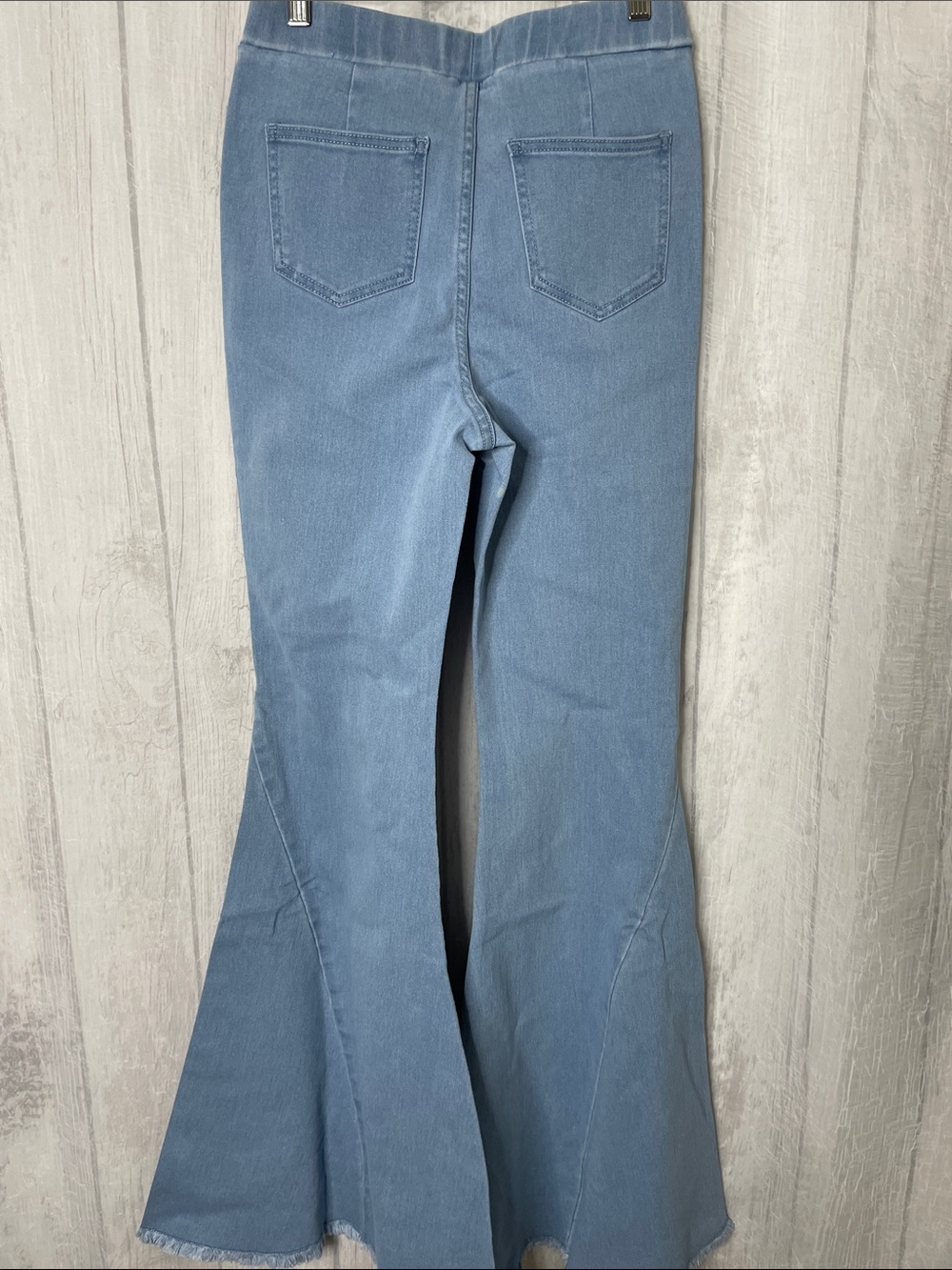 Three Bird Nest Light Blue Flare Pants. - Picture 5 of 8